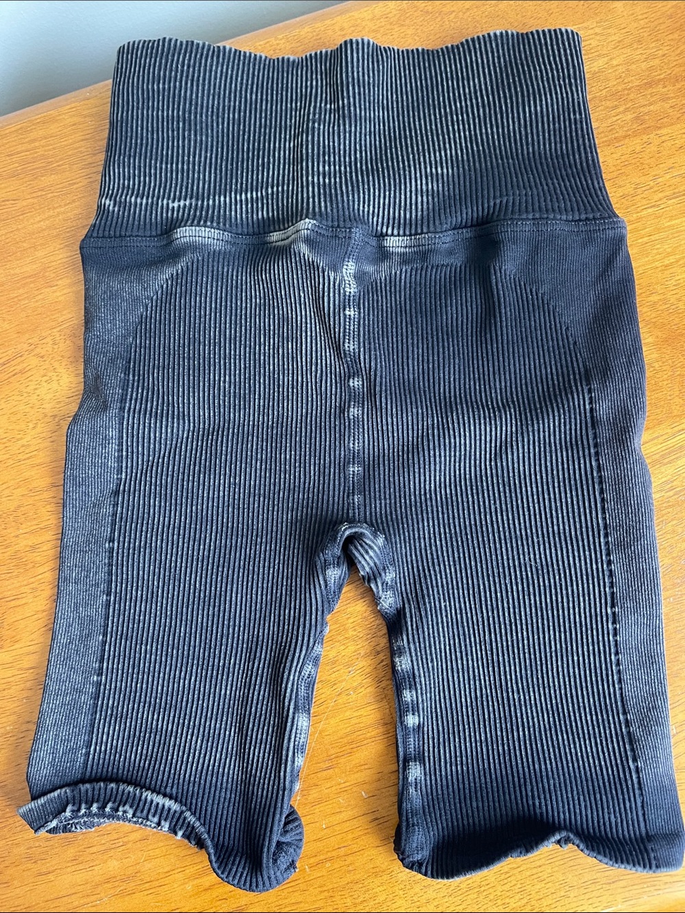 NWOT Free People Movement Black/Gray Wash Ribbed Biker Shorts